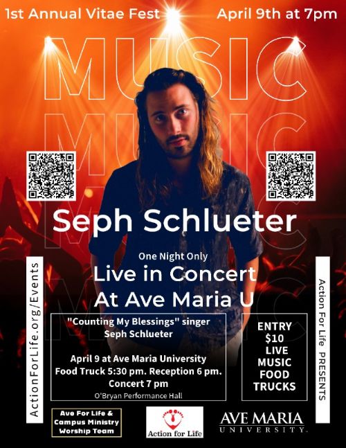 Seph Schlueter comes to Ave Maria for Vitae Fest!